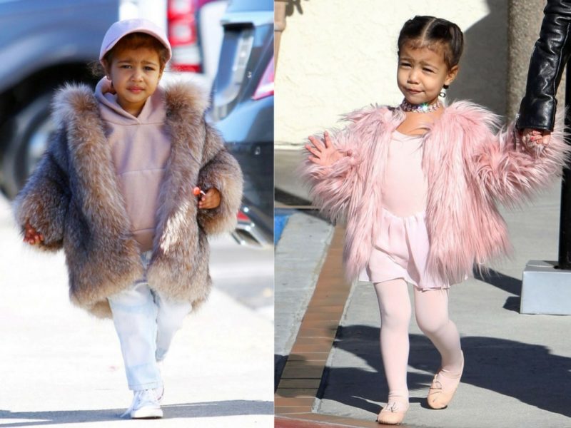Outfit di North West la figlia di Kim Kardashian pellicce