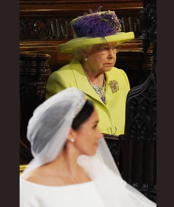 Matrimonio Meghan e Harry Sua Maestà imbronciata